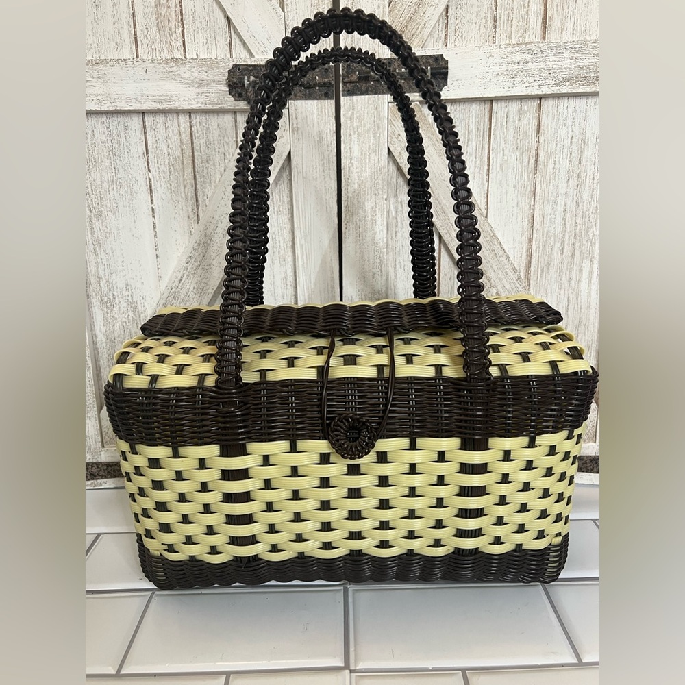 Elegant Two-Tone plastic Woven Tote Bag